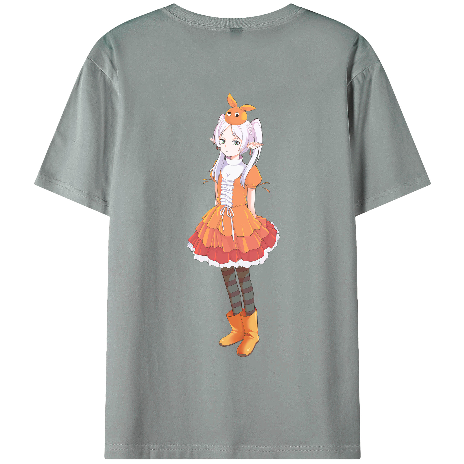 （画像用） 葬送のフリーレン Frieren 綿100％ メンズ半袖Tシャツ（バックプリント） 通気性